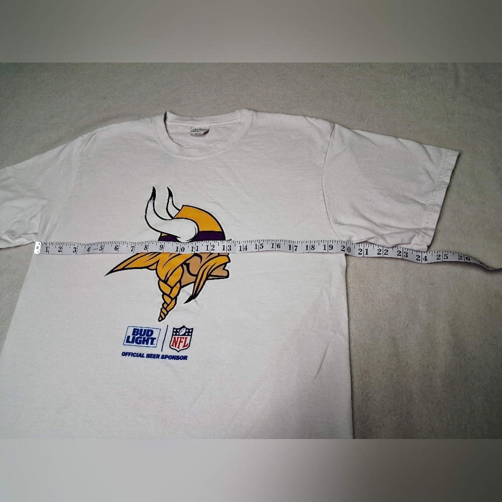 Vintage 1990 Minnesota Vikings Logo T-Shirt with Budlight And NFL Logo - Picture 3 of 8